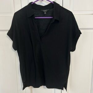 Banana Republic Black Collared Top- Cuffed Short Sleeves
Sz M